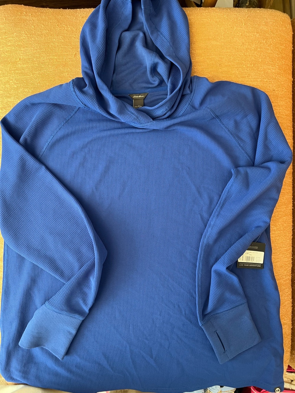 Eddie Bauer women’s Royal Blue Waffle-Knit Crewneck Sweater T2X new hiking